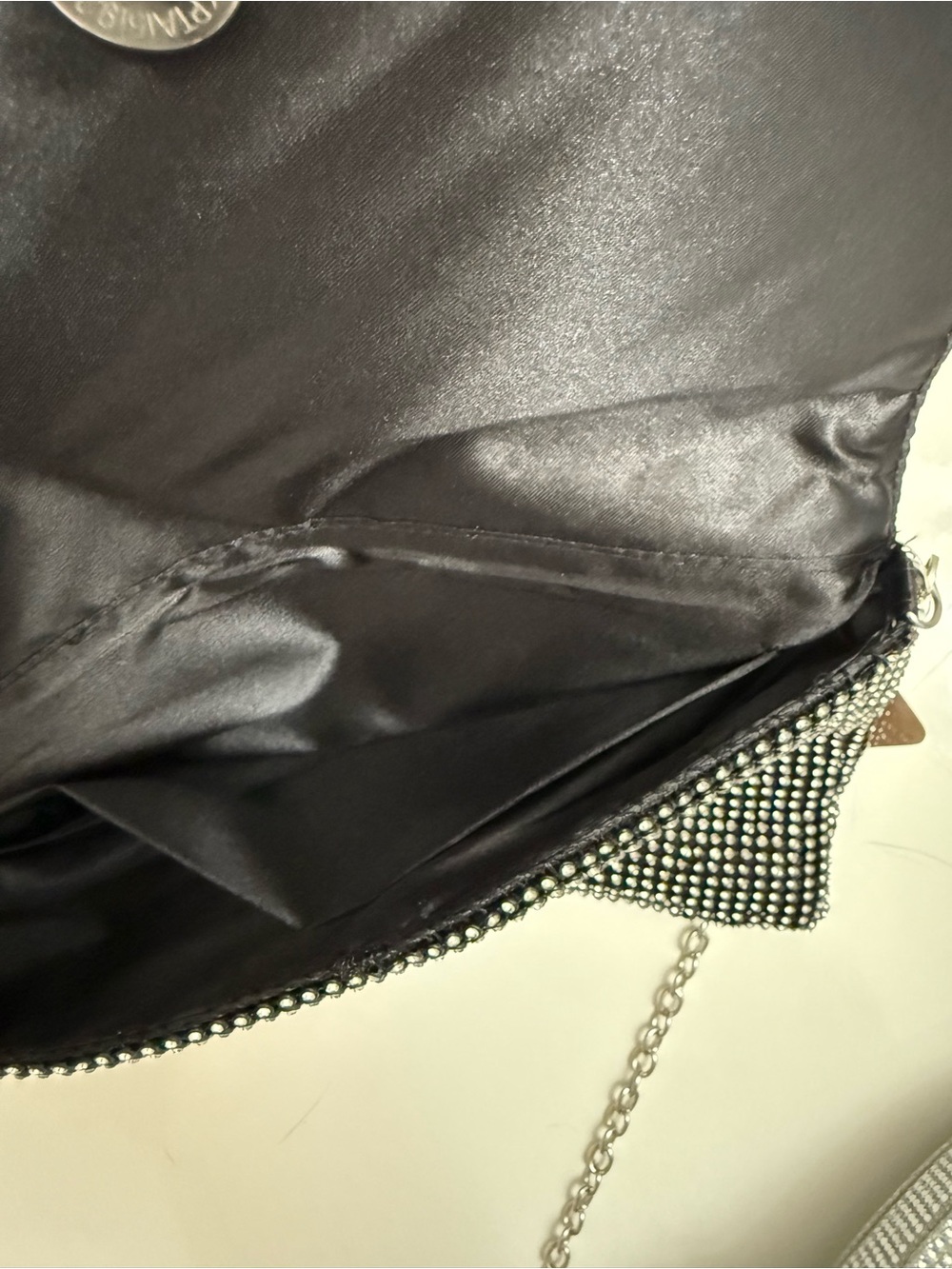 Black Rhinestone Chain Shoulder Bag - Picture 2 of 4